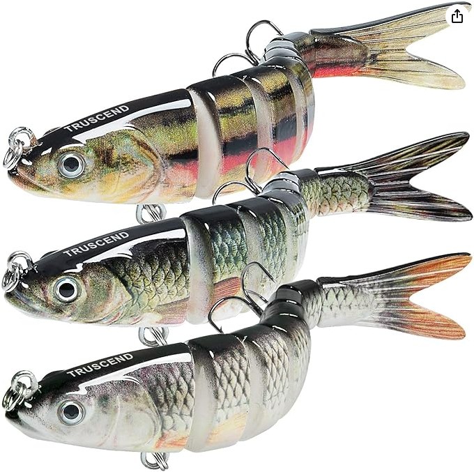 TRUSCEND Swimmax Easy Catch Fishing Lures with BKK Hooks, Wiggling, Vibrating, Rattling and Gurgling for More Bite, Heavy-Duty Dyneema Fiber Jointed Swimbaits for Bass, Trout, Perch, Pike
